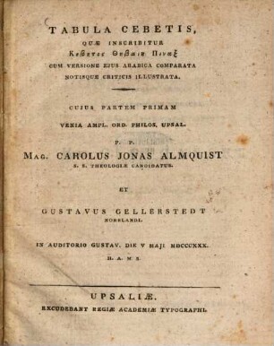 Tabula Cebetis, quae inscribitur Kebētos Thēbaiu Pinax