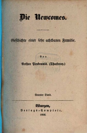 Die Newcomes : Geschichte einer sehr achtbaren Familie, 9