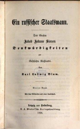 Ein russischer Staatsmann : des Grafen Jakob Johann Sievers Denkwürdigkeiten zur Geschichte Rußlands, 4