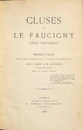 Mémoires et documents publiés par l'Académie Salésienne. 11. 1888