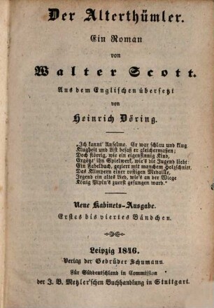Der Alterthümler : Ein Roman ..., 1/4