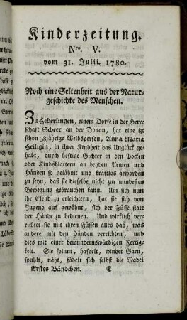 Nro. V. vom 31. Julii. 1780.