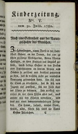 Nro. V. vom 31. Julii. 1780.