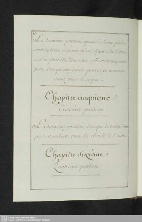 Chapitre cinquieme. Troisième position