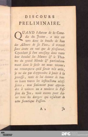 Discours Preliminaire.