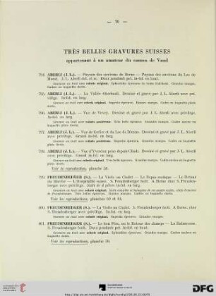 Très belles Gravures suisses appartenant à un amateur du canton de Vaud (Nr. 794-851)