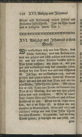 XVI. Auszüge aus Johannis erstem Briefe