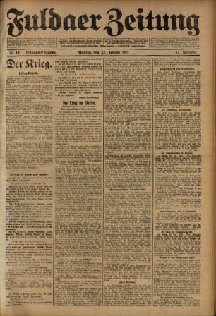 Erste Ausgabe vom Montag, den 25. Januar 1915.
