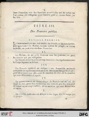 Titre III: Des Pouvoirs publics