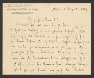 Brief an B. Schott's Söhne : 09.08.1897