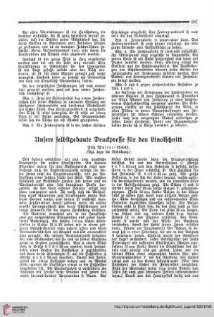 N.F. 10.1930: Unsere selbstgebaute Druckpresse für den Linolschnitt