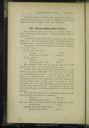 Der Hydrochinon-Entwickler