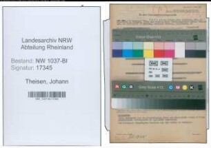 Entnazifizierung Johann Theisen , geb. 13.12.1908 (Stadtinspektor)