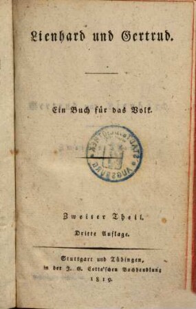Lienhard und Gertrud : ein Buch für das Volk, 2. Lienhard und Gertrud ; 2