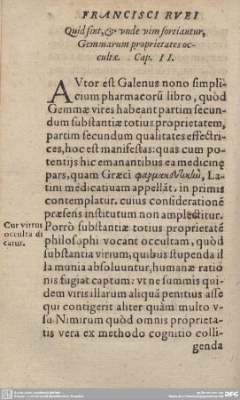 Quid sint, & unde vim fortiantur, Gemmarum proprietates occulatae. Cap. II.