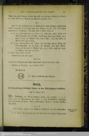 Gesetz, die Emeritirung ständiger Lehrer an den Volksschulen betreffend; vom 31. März 1870