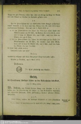 Gesetz, die Emeritirung ständiger Lehrer an den Volksschulen betreffend; vom 31. März 1870