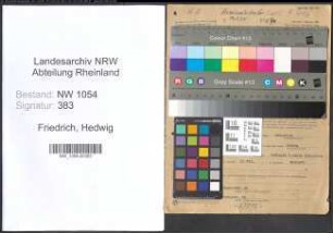 Entnazifizierung Hedwig Friedrich , geb. 06.11.1892 ()