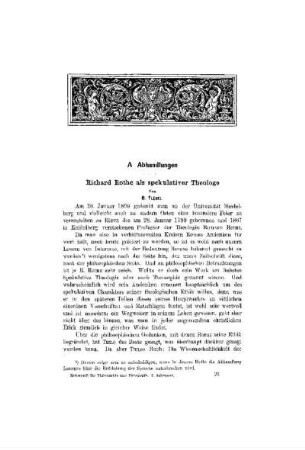 Richard Rothe als spekulativer Theologe