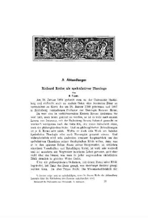 Richard Rothe als spekulativer Theologe