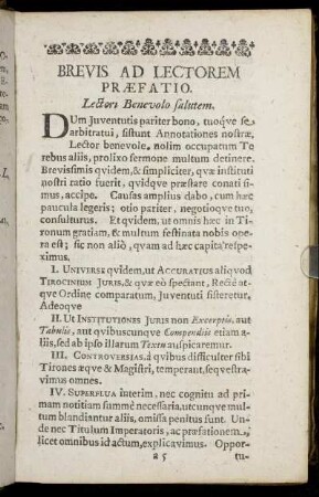 Brevis Ad Lectorem Praefatio