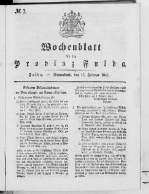 Nr. 7, Ausgabe vom 15. Februar 1845