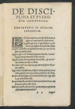 De Disciplina Et Puerorum Institutione.
