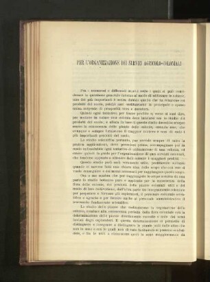 Per l'organizzazione dei servizi Agricolo-Coloniali