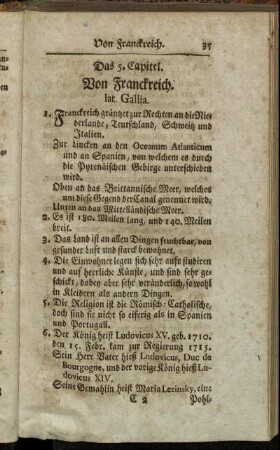 Das 5. Capitel. Von Franckreich. lat. Gallia.