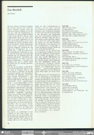 Zum Abschluß : Seminar zum Funktionalismus