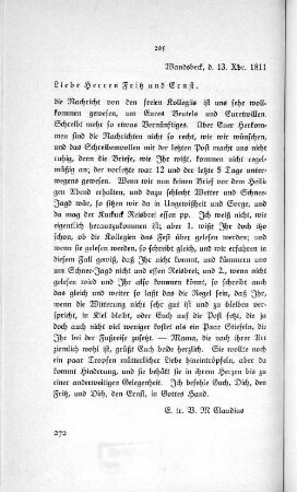 205 Wandsbeck, d. 13. Xbr. 1811