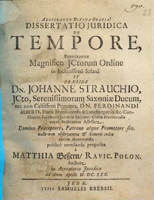 Dissertatio iuridica de tempore