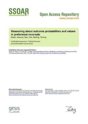 Reasoning about outcome probabilities and values in preference reversals