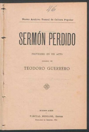 Sermón perdido : proverbio en un acto