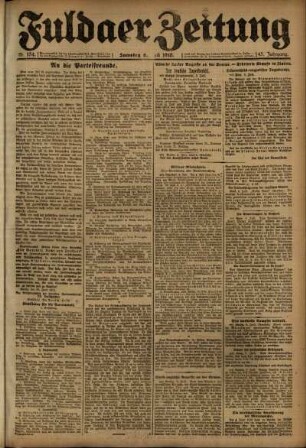 Erste Ausgabe vom Samstag, den 06. Juli 1918.