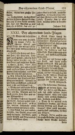 XXXI. Bey allgemeinen Land-Plagen