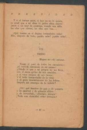 VII - Tedio