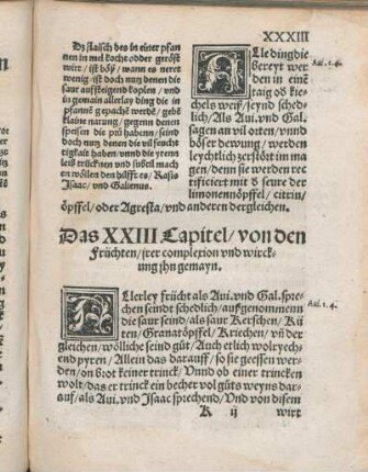 Das XXIII Capitel/ von den Früchten/ irer complexion vnd wirckung ihn gemayn.