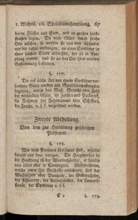 Zweyte Abtheilung. Von den zur Handlung gehörigen Personen