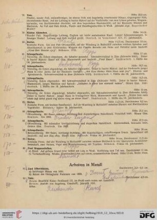 Arbeiten in Metall, Plastische Arbeiten (Nr. 91-141)