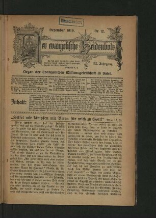 Dezember 1919. Nr. 12.