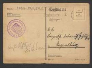 Brief von Margarete Kipp an Regensburgische Botanische Gesellschaft