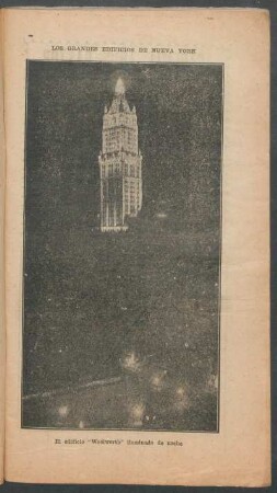 Los grandes edificios de Nueva York: El edificio "Woolworth" iluminado de noche - [Fotografía]
