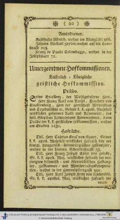 Untergeordnete Hofkommissionen.