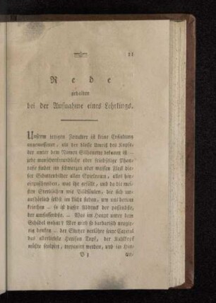 Rede gehalten bei der Aufnahme eines Lehrlings.