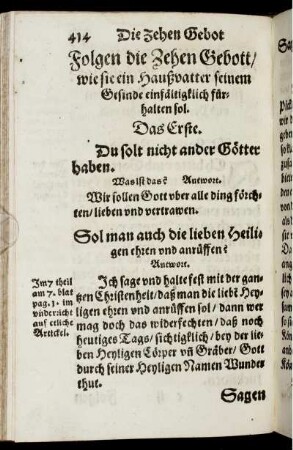 Folgen die Zehen Gebott/ wie sie ein Haußvatter seinem Gesinde einfältiglich fürhalten sol.