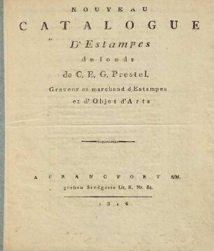 Nouveau catalogue d'estampes : du fonds de C. E. G. Prestel