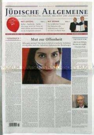Wochenzeitung für Politik, Kultur, Religion und jüdische Kultur u.a. zum deutsch-jüdisch-israelischen Verhältnis