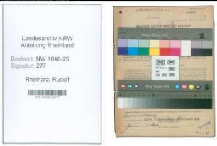 Entnazifizierung Rudolf Rheinarz , geb. 17.07.1893 (Verwaltungsangestellter)