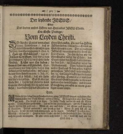 Der leydende Jesus/ Oder Das Leyden unsers Herrn und Heylandes Jesu Christi.